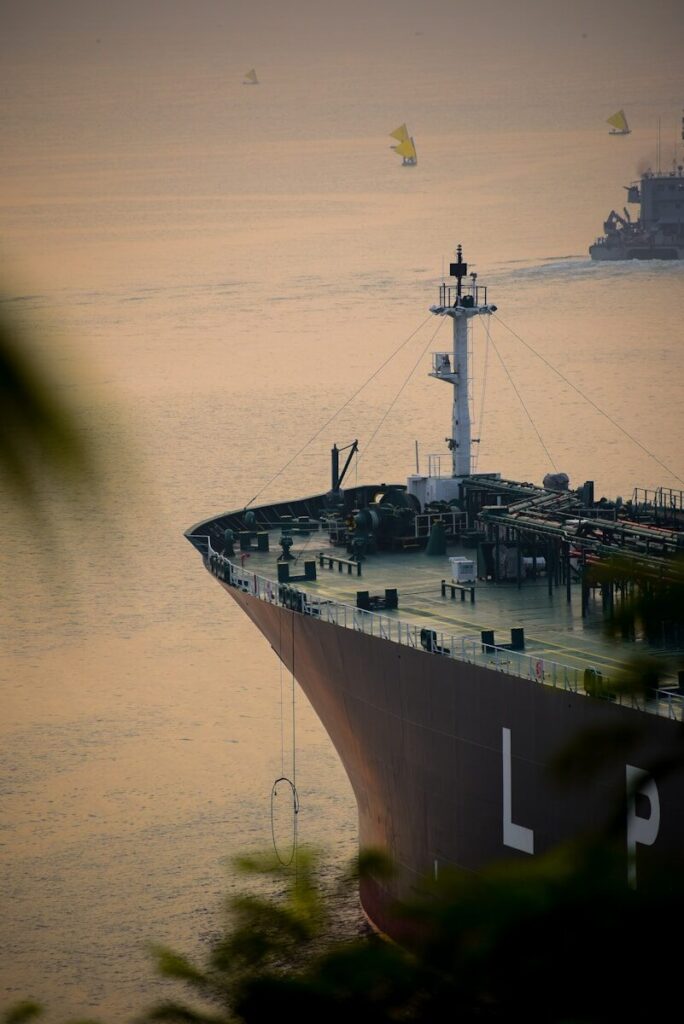 a large ship floating on top of a body of water