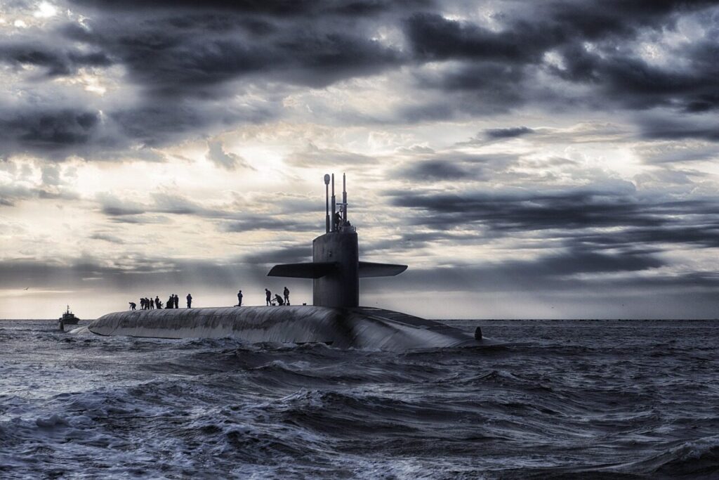 submarine, sea, nature, silhouette, sub, watercraft, ocean, water, navy, gloomy, dark